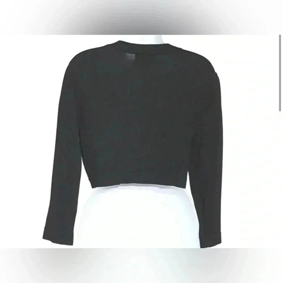 Jessica Howard Evenings Black Open Front Black Cropped Cardigan Sweater - Picture 4 of 8